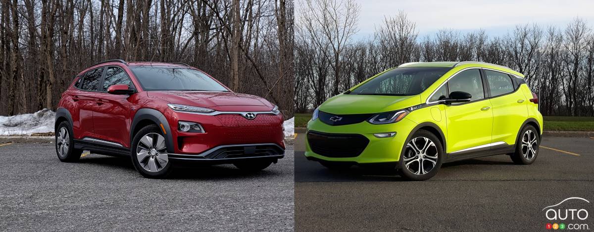 Comparaison : Chevrolet Bolt 2019 vs Hyundai Kona Électrique 2019